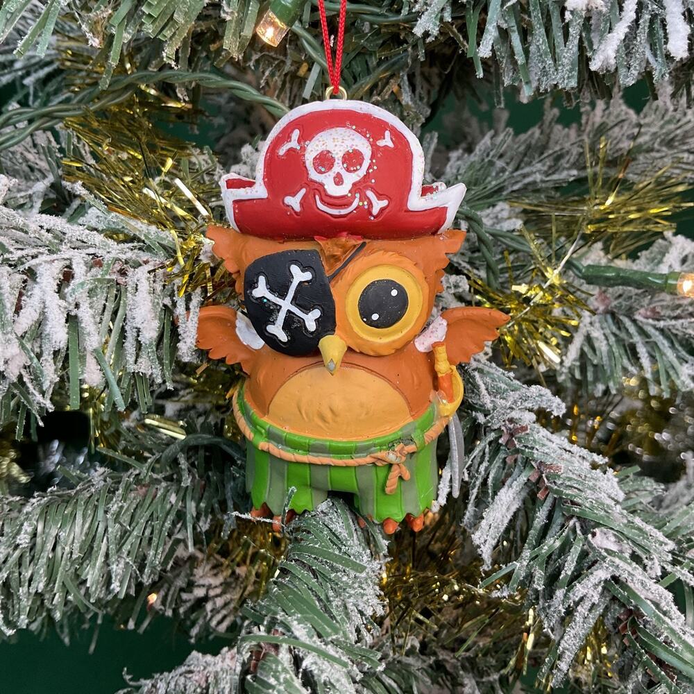 Cape Shore Pirate Owl Christmas Ornament Eyepatch Cutlass Skull Hat